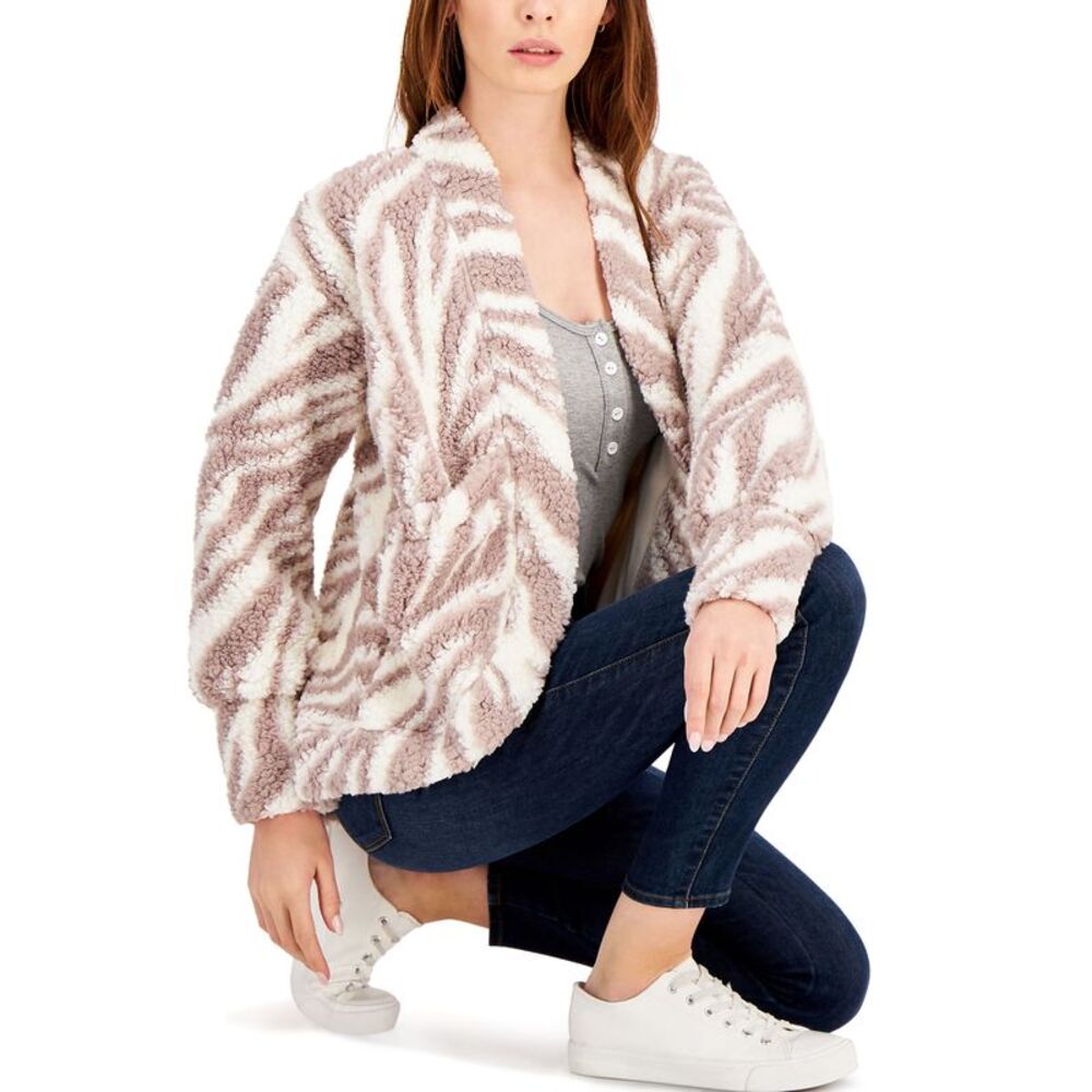 Willow Drive Fuzzy Printed Open Front Cardigan